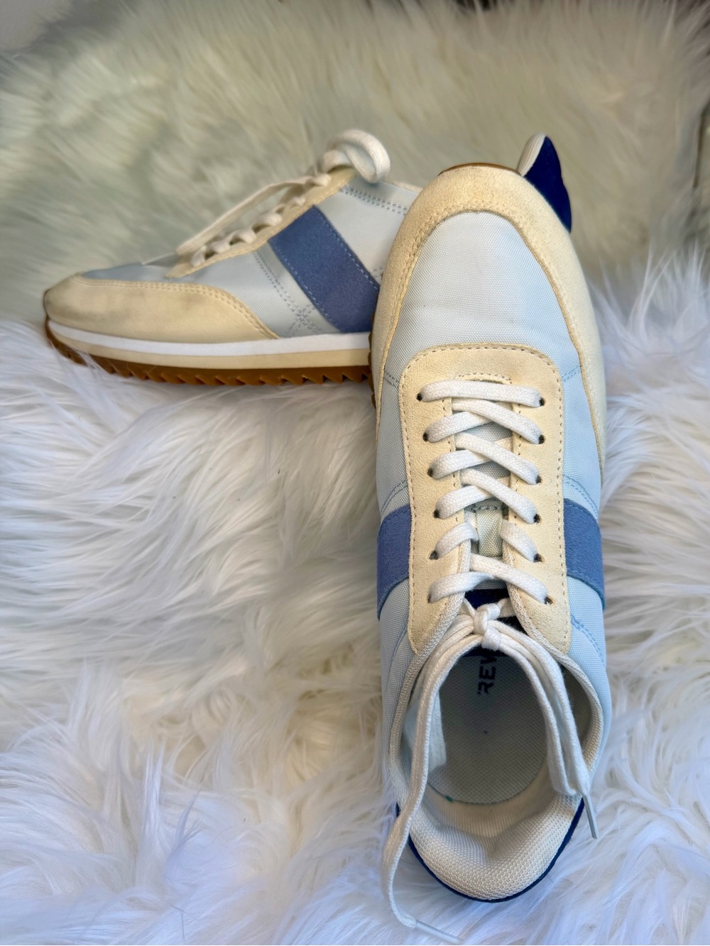 J. Crew Retro Casual Light Blue Cream Navy Athletic Sneakers 8.5